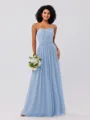 A-Line/Princess Chiffon Ruffles Strapless Sleeveless Floor-Length Bridesmaid Dresses