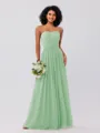 A-Line/Princess Chiffon Ruffles Strapless Sleeveless Floor-Length Bridesmaid Dresses