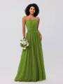 A-Line/Princess Chiffon Ruffles Strapless Sleeveless Floor-Length Bridesmaid Dresses
