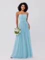 A-Line/Princess Chiffon Ruffles Strapless Sleeveless Floor-Length Bridesmaid Dresses