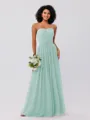 A-Line/Princess Chiffon Ruffles Strapless Sleeveless Floor-Length Bridesmaid Dresses