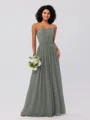 A-Line/Princess Chiffon Ruffles Strapless Sleeveless Floor-Length Bridesmaid Dresses