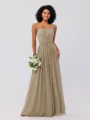 A-Line/Princess Chiffon Ruffles Strapless Sleeveless Floor-Length Bridesmaid Dresses