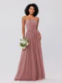 A-Line/Princess Chiffon Ruffles Strapless Sleeveless Floor-Length Bridesmaid Dresses