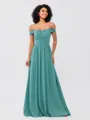 A-Line/Princess Chiffon Ruched Off-the-Shoulder Sleeveless Floor-Length Bridesmaid Dresses