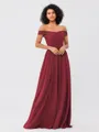 A-Line/Princess Chiffon Ruched Off-the-Shoulder Sleeveless Floor-Length Bridesmaid Dresses