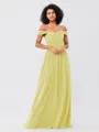 A-Line/Princess Chiffon Ruched Off-the-Shoulder Sleeveless Floor-Length Bridesmaid Dresses