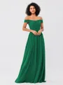 A-Line/Princess Chiffon Ruched Off-the-Shoulder Sleeveless Floor-Length Bridesmaid Dresses