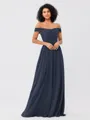 A-Line/Princess Chiffon Ruched Off-the-Shoulder Sleeveless Floor-Length Bridesmaid Dresses