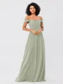 A-Line/Princess Chiffon Ruched Off-the-Shoulder Sleeveless Floor-Length Bridesmaid Dresses