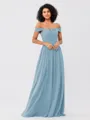 A-Line/Princess Chiffon Ruched Off-the-Shoulder Sleeveless Floor-Length Bridesmaid Dresses
