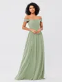 A-Line/Princess Chiffon Ruched Off-the-Shoulder Sleeveless Floor-Length Bridesmaid Dresses