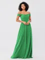 A-Line/Princess Chiffon Ruched Off-the-Shoulder Sleeveless Floor-Length Bridesmaid Dresses
