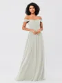 A-Line/Princess Chiffon Ruched Off-the-Shoulder Sleeveless Floor-Length Bridesmaid Dresses