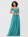 A-Line/Princess Chiffon Ruched Off-the-Shoulder Sleeveless Floor-Length Bridesmaid Dresses