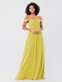 A-Line/Princess Chiffon Ruched Off-the-Shoulder Sleeveless Floor-Length Bridesmaid Dresses