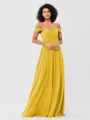 A-Line/Princess Chiffon Ruched Off-the-Shoulder Sleeveless Floor-Length Bridesmaid Dresses