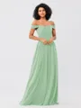 A-Line/Princess Chiffon Ruched Off-the-Shoulder Sleeveless Floor-Length Bridesmaid Dresses