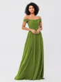 A-Line/Princess Chiffon Ruched Off-the-Shoulder Sleeveless Floor-Length Bridesmaid Dresses