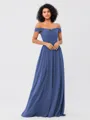 A-Line/Princess Chiffon Ruched Off-the-Shoulder Sleeveless Floor-Length Bridesmaid Dresses