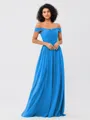 A-Line/Princess Chiffon Ruched Off-the-Shoulder Sleeveless Floor-Length Bridesmaid Dresses