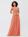 A-Line/Princess Chiffon Ruched Off-the-Shoulder Sleeveless Floor-Length Bridesmaid Dresses