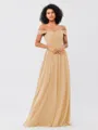 A-Line/Princess Chiffon Ruched Off-the-Shoulder Sleeveless Floor-Length Bridesmaid Dresses