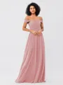 A-Line/Princess Chiffon Ruched Off-the-Shoulder Sleeveless Floor-Length Bridesmaid Dresses