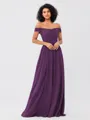 A-Line/Princess Chiffon Ruched Off-the-Shoulder Sleeveless Floor-Length Bridesmaid Dresses