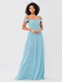 A-Line/Princess Chiffon Ruched Off-the-Shoulder Sleeveless Floor-Length Bridesmaid Dresses