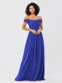 A-Line/Princess Chiffon Ruched Off-the-Shoulder Sleeveless Floor-Length Bridesmaid Dresses