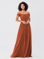 A-Line/Princess Chiffon Ruched Off-the-Shoulder Sleeveless Floor-Length Bridesmaid Dresses