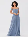 A-Line/Princess Chiffon Ruched Off-the-Shoulder Sleeveless Floor-Length Bridesmaid Dresses