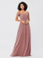 A-Line/Princess Chiffon Ruched Off-the-Shoulder Sleeveless Floor-Length Bridesmaid Dresses