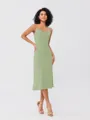Sheath/Column Charmeuse Ruched Spaghetti Straps Sleeveless Tea-Length Bridesmaid Dresses