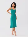 Sheath/Column Charmeuse Ruched Spaghetti Straps Sleeveless Tea-Length Bridesmaid Dresses
