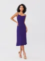 Sheath/Column Charmeuse Ruched Spaghetti Straps Sleeveless Tea-Length Bridesmaid Dresses