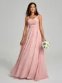 A-Line/Princess Straps Floor-Lengt Sleeveless Chiffon Bridesmaid Dress