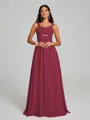 A-Line/Princess Straps Floor-Lengt Sleeveless Chiffon Bridesmaid Dress