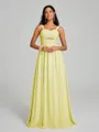 A-Line/Princess Straps Floor-Lengt Sleeveless Chiffon Bridesmaid Dress