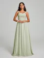 A-Line/Princess Straps Floor-Lengt Sleeveless Chiffon Bridesmaid Dress
