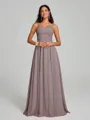 A-Line/Princess Straps Floor-Lengt Sleeveless Chiffon Bridesmaid Dress