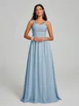 A-Line/Princess Straps Floor-Lengt Sleeveless Chiffon Bridesmaid Dress
