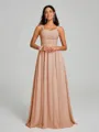 A-Line/Princess Straps Floor-Lengt Sleeveless Chiffon Bridesmaid Dress