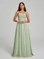 A-Line/Princess Straps Floor-Lengt Sleeveless Chiffon Bridesmaid Dress