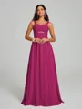 A-Line/Princess Straps Floor-Lengt Sleeveless Chiffon Bridesmaid Dress