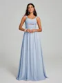 A-Line/Princess Straps Floor-Lengt Sleeveless Chiffon Bridesmaid Dress