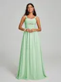 A-Line/Princess Straps Floor-Lengt Sleeveless Chiffon Bridesmaid Dress