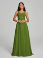 A-Line/Princess Straps Floor-Lengt Sleeveless Chiffon Bridesmaid Dress