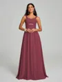 A-Line/Princess Straps Floor-Lengt Sleeveless Chiffon Bridesmaid Dress